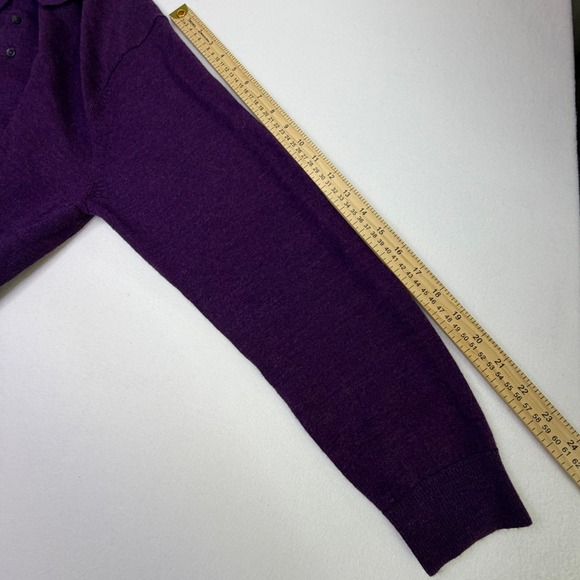 Turnbury 100% Extra Fine Merino Wool Polo Sweater Mens Large Plum Purple Knit - Picture 11 of 13